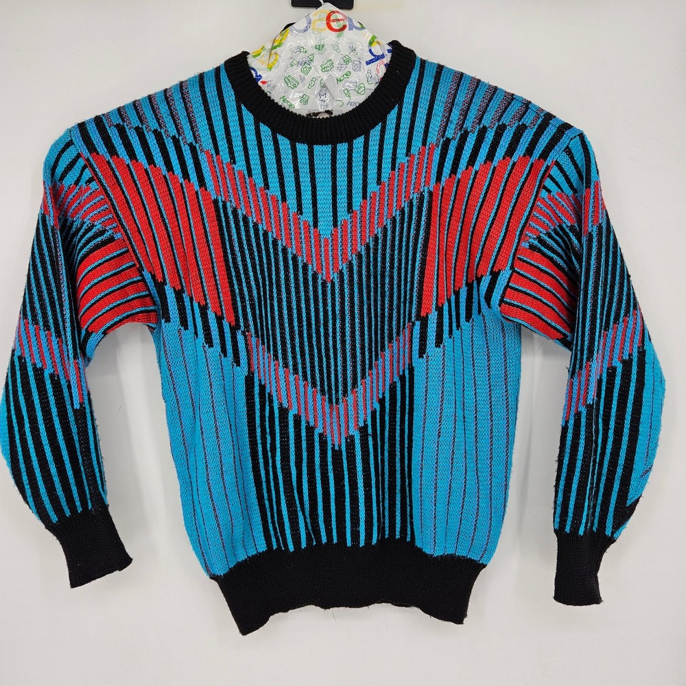Vintage Nils Sweater Mens Medium Wool Blend Long Sleeve Blue‎ Striped Knit